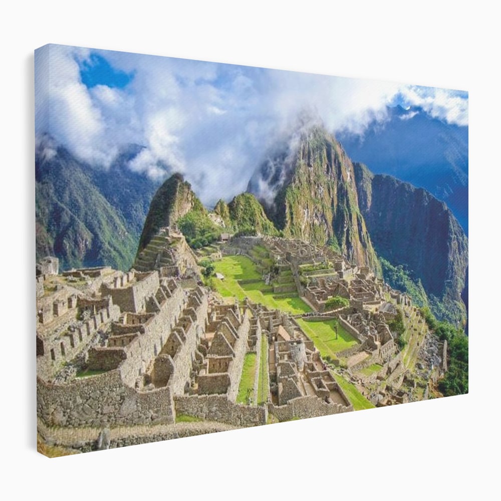 Tablou canvas cu tablou canvas cu cetatea machu picchu, fara rama, pe sasiu de lemn